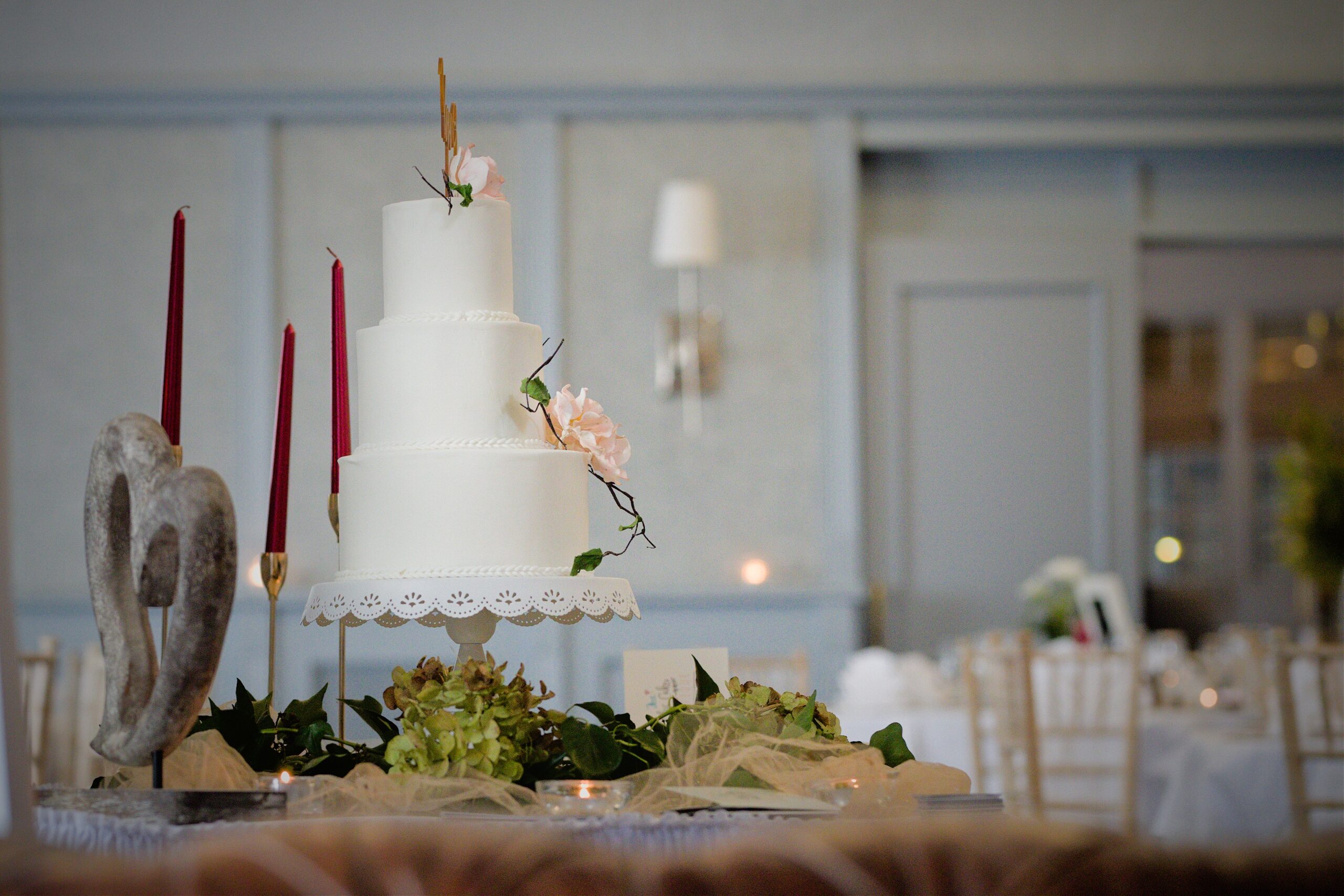 Fondant wedding cake with sugar flowers Clare