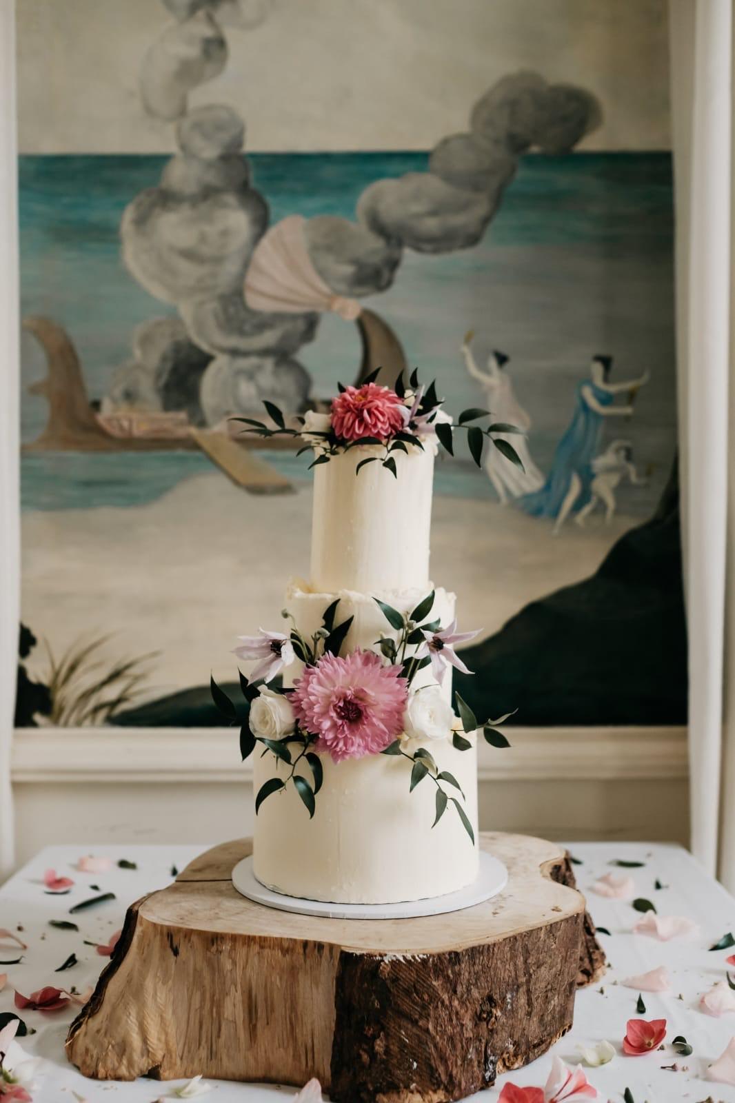 Buttercream wedding cake with fresh flowers limerick