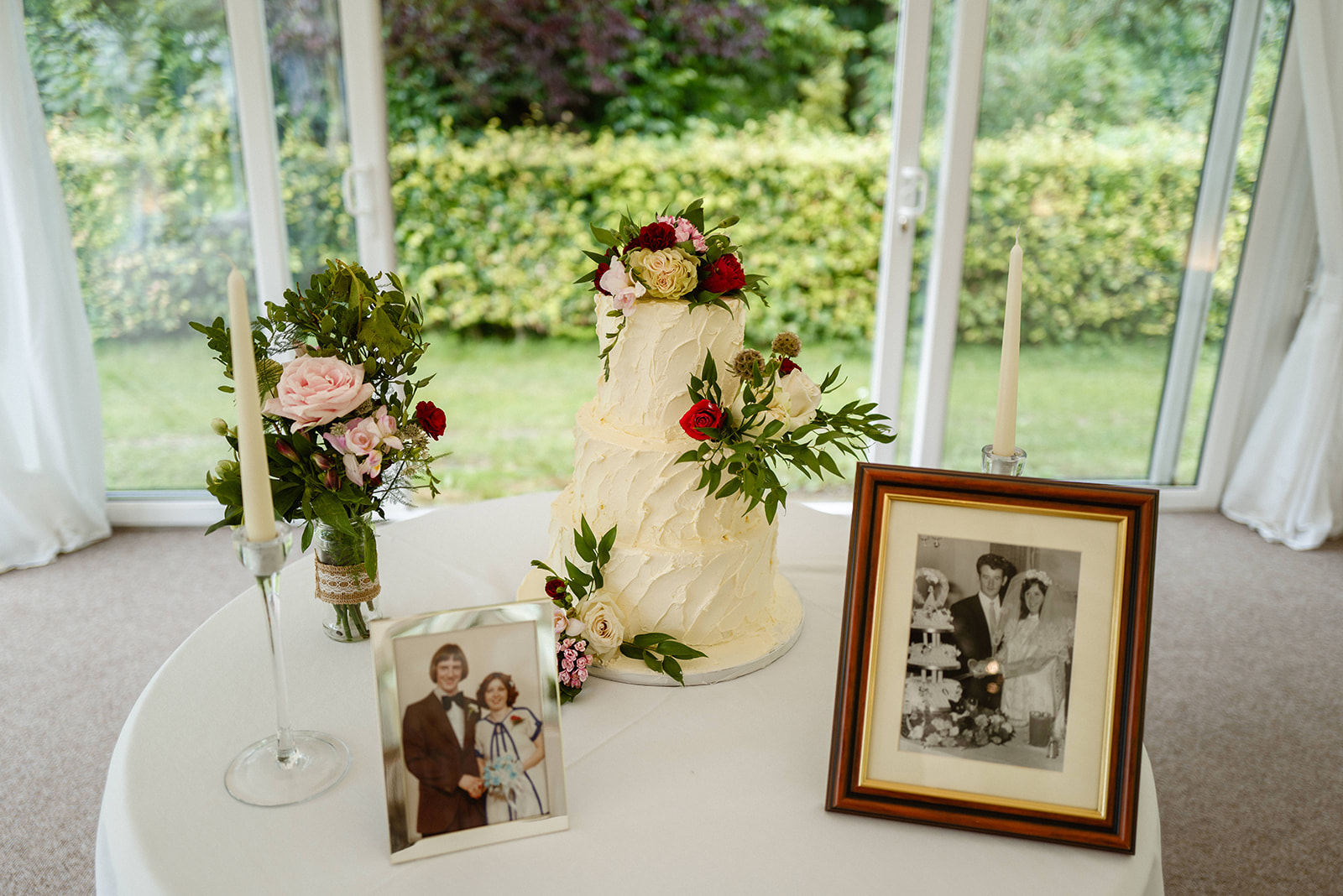 Buttercream wedding cake with fresh flowers Tipperary